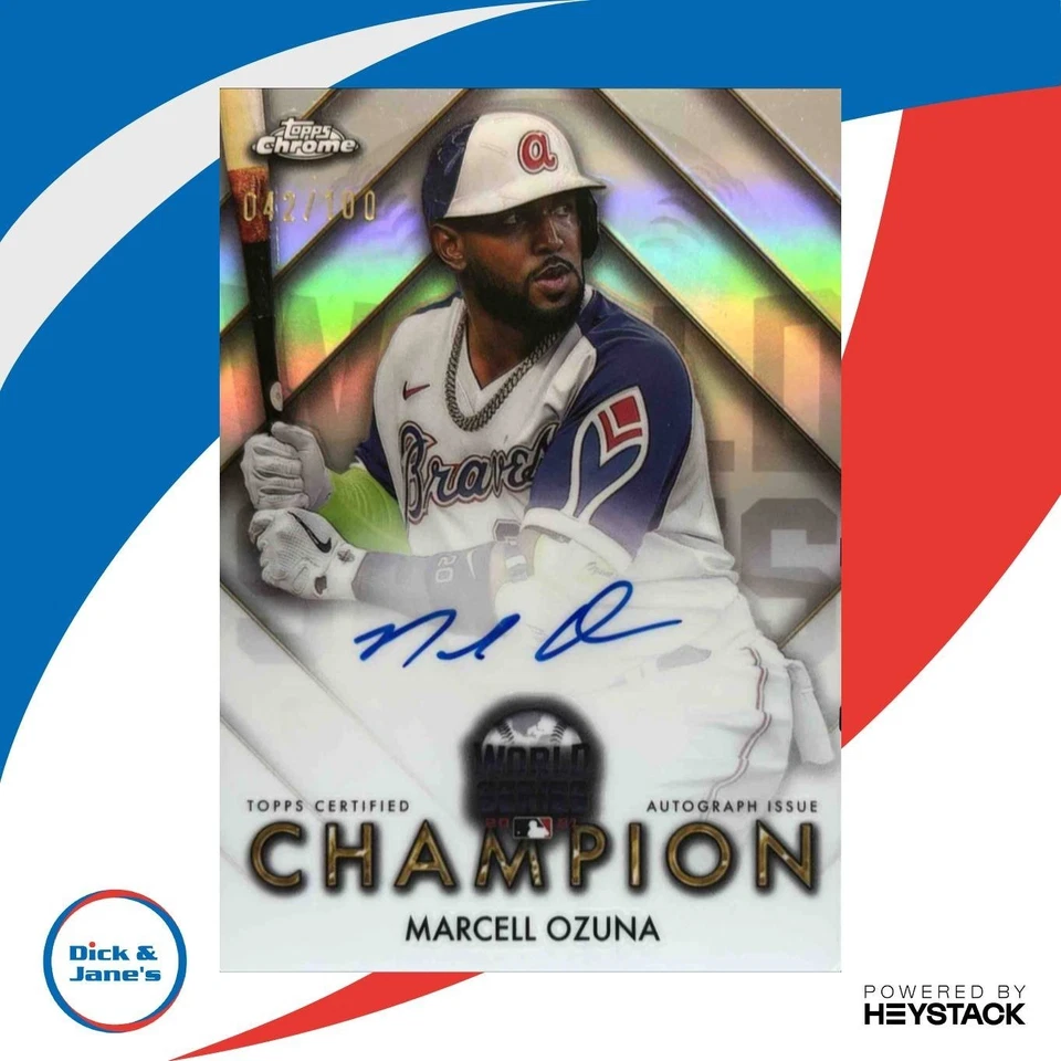 2025 Topps Chrome Marcell Ozuna World Series Champion Auto 42/100 Braves - Изображение 1 из 4