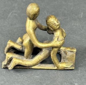 Vintage Mini Erotik Bronze Messing Skulptur Liebhaber Figur Kamasutra Stil - Bild 1 von 10