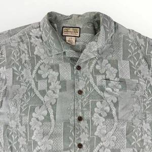 Camisa de campamento tropical hawaiana Jaxx verde salvia floral AOP para hombre L 100 % seda Jamaica Jaxx - Imagen 1 de 9