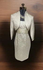 NEU Jones NY Anzug Gr. 2 Zweiteiler Set Kleid Jacke Seide Baumwolle Damast - Bild 1 von 24