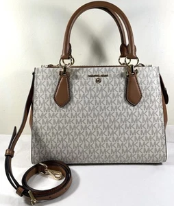 Borsa a tracolla media Michael Kors Marilyn MK Signature Vanilla Acorn - Foto 1 di 18