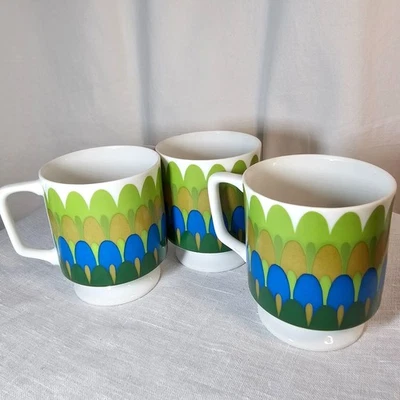 Tazas pedestal vintage MCM 60 Mod x3 geométricas cerámica espresso Foto 1 de 4
