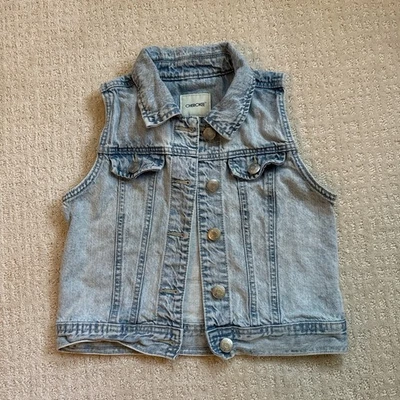 Cherokee Kids Girls Denim Jean Vest Blue Size Large 10/12 Sleeveless Button Up - Image 1 of 2