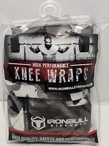 Iron Bull Strength Powerlifting Weight Lifting High Performance Knee Wraps Gray - Picture 1 of 2