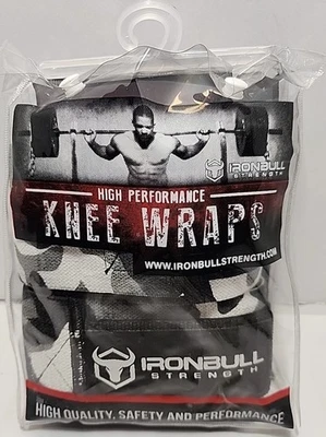 Iron Bull Strength Powerlifting Weight Lifting High Performance Knee Wraps Gray - Image 1 of 2