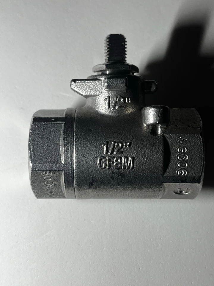 1/2" 2-Piece Full Port Ball Valve, Stainless Steel, FNPT  CF8M 2000 WOG - Image 1 of 4