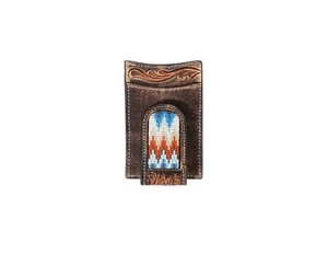 3D Western Money Clip Mens Tooled Embroidered Inlay Brown D250010302 - Picture 1 of 1