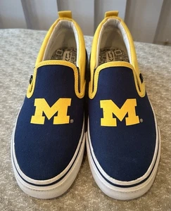 Skicks Michigan Wolverines Slip On Slipper Women’s Blue Maize Canvas Boat Shoe - Picture 1 of 10