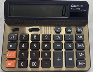 Calculadora de escritorio teclas de botón grandes pantalla grande de 12 dígitos oro champán - Imagen 1 de 6