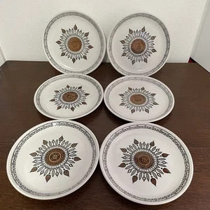 Vintage Retro 70's Biltons Set Of 6 Dinner Plates 25.5cm Diameter - Geometric - Picture 1 of 17