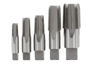 Drill America - POUCSNPT5 5 Piece NPT Pipe Tap Set (1/8", 1/4", 3/8", 1/2" and - Picture 1 of 11
