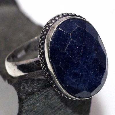 Simulated Sapphire 925 Silver Plated Ring Us 8.5 Aesthetic Jewellery JW - Image 1 of 3