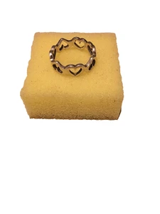 Anillo Vintage Plata de Ley 925 Corazones Abiertos Talla 6 Estampado - Imagen 1 de 5