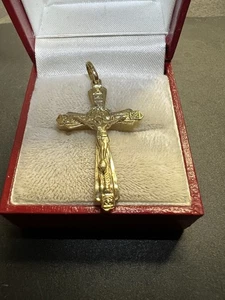 925 Sterling Silber und 14k G.P Vintage Kreuz mit Jesus - Bild 1 von 10