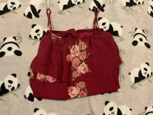 No Boundaries Women’s Shirt Size XL Burgundy Floral Cold Shoulder - Picture 1 of 4
