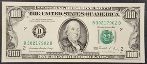 Vintage Uncirculated 1988 One Hundred Dollar ($100) FRN; B2 New York - Picture 1 of 2