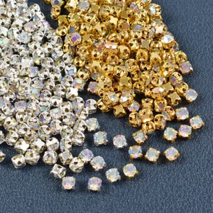 200PCS Glass Rhinestones Claw Sew on Crystal Stone Diamond Base Buckle Settings - Picture 1 of 14