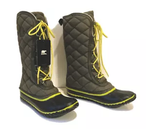 NUOVO SOREL Out N About Donna Alto 9,5 Peatmoss Impermeabili Ripstop Lacci Anatra - Foto 1 di 12