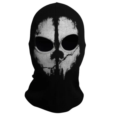 Black Balaclava 2 Holes Skull Headwear Scarf Hood for Outdoor Motorcycle Hiking - Image 1 of 4