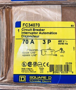 INTERRUTTORE QUADRATO D FC34070 3 POLI 70A 480V NUOVO IN SCATOLA PRONTO PER LA SPEDIZIONE - Foto 1 di 1