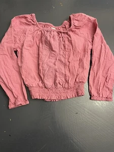 Oshkosh 5 Mauve Eyelet Top Long Sleeve Cotton Girls EUC LKN - Picture 1 of 5