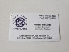Charleston RiverDogs Minor Baseball Business Card - Melissa McCants