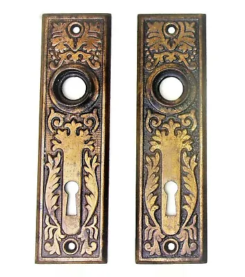 Pair Antique Vintage Victorian Eastlake Ornate Backplates Door Plates Reclaimed • 44.99$