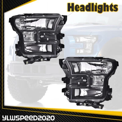 Par de faros proyectores negros lisos barra LED para Ford F150 2015-17 Foto 1 de 4
