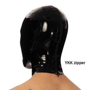 XL Latex Hood Rubber Mask Back Zipper Mesh Eye Open Mouth Catsuit WOMEN - Picture 1 of 8