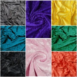 Premium Crushed Velvet Velour Fabric 2 Way Stretch Wedding Dress Glitz Material - Picture 1 of 92