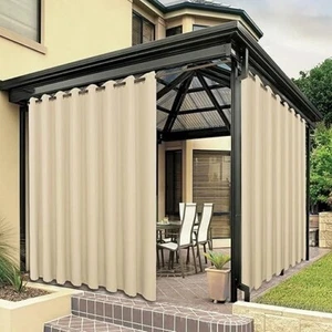 BONZER Waterproof Outdoor Curtains for Patio Porch Pergola Cabana Sunlight - Picture 1 of 5