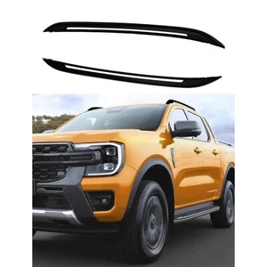 Ford Ranger T9 2023+ Porte Bagages Longitudinaux Barre de Toit en Aluminium Noir - Foto 1 di 14