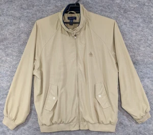 Izod Jacket Mens Extra Large Beige Golf Lined Full Zip Knit Waistband Cuffs - Picture 1 of 12