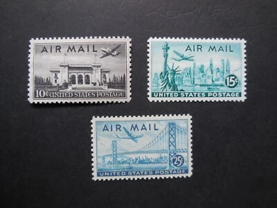 #C34, C35, C36  1947 Airmail Set MNH OG VF/XF "Includes New Mounts" #5b - Image 1 of 4