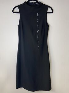Vivienne Tam Dress Black Oriental Embroidered Midi 90s Couture Vintage