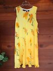 Liz Caliborne spring dress yellow floral sleeveless lined SZ14 NWT