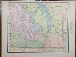 Vintage 1902 MANITOBA CANADA Map 14"x11" Old Antique Original MILLFORD WINNIPEG - Picture 1 of 4