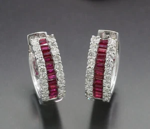 Rubin Brillant Ohrhänger/Creolen  2,40 ct 750er Weißgold  Wert 6.600 Euro NEU - Bild 1 von 4