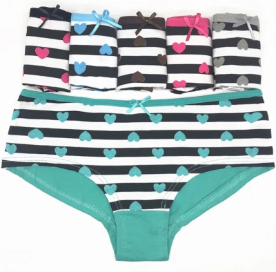 Paquete de 6 calzoncillos boxer a rayas sexy de algodón para mujer Love Foto 1 de 4