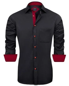 Men's Casual Long Sleeve Stretch Dress Shirt Wrinkle-Free Regular Fit Button ... - Picture 1 of 7