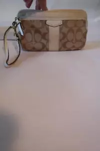Coach Damen-Handgelenktasche weiß, hellbraun Canvas & Leder Logo Medium * - Bild 1 von 6
