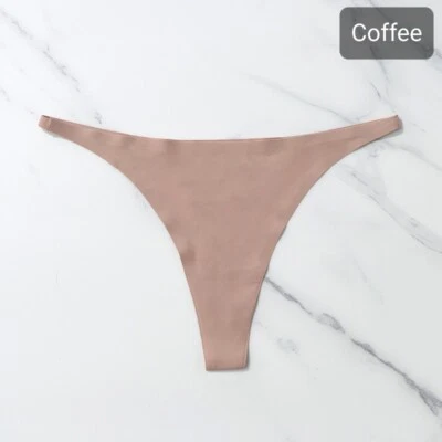 Calcinha feminina de seda gelo sem costura lingerie fio dental sexy faixa fina - Imagem 1 de 4