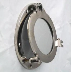 NAVIGAZIONE NAUTICA NAUTICA alluminio finitura argento 9" OBLÒ NAVE con SPECCHIO - Foto 1 di 1