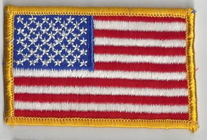 USA United States of America Flag iron-on Patch Gold Border New Mint - Picture 1 of 2