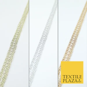 3 COLORES - Encaje fino delgado adornado trenzado tejido borde metálico - 1 cm de ancho - Imagen 1 de 10