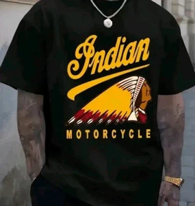 Vintage Indian Motorcycle (T17) Crew Neck Men's Black T-Shirt. - Picture 1 of 5