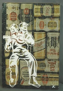 Humorous Collage Cut Paper Found Object Siamese Puzzle Jerrod Tobias BEER Art - Picture 1 of 7