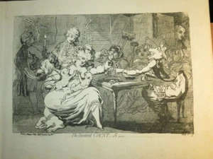 James GILLRAY ETCHING RARE CARICATURE THE INJURED COUNT BOWES BREASTFEEDING 1786 - Picture 1 of 4