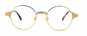 New Mens Womens Vintage Alaska Adventure 14 Round Gold Pewter Eyeglasses Italy - Picture 1 of 7