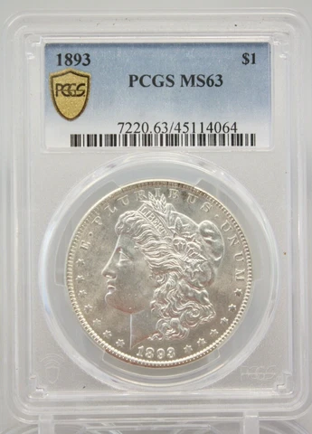 1893-P $1 Silver Morgan Dollar PCGS MS63 #4046 Cover